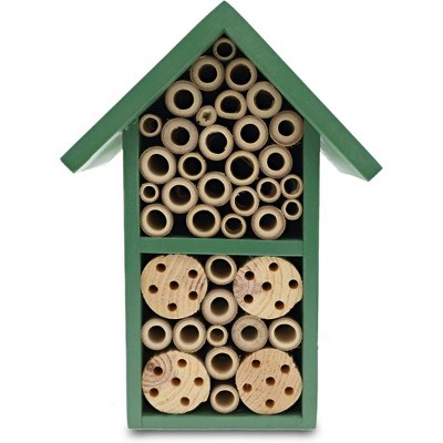 Bright Creations Green Wood Hive Mason Bee Houses Insect Home for Garden (7.4 x 10.15 x 4.65 Inches)