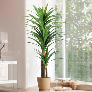 MaseiKar Artificial Dracaena Tree 6ft-Tall Fake Plant with Black Planter-Faux Plants Indoor Tall Housewarming Gift, Tropical Yucca Silk Tree for Home - 1 of 4