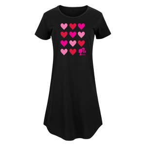 Women's - Barbie - Heart Grid Graphic T-shirt Dress - 1 of 4