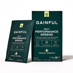 Gainful Performance Greens Stick Packs - Tropical Pineapple - 10ct - 1 of 4