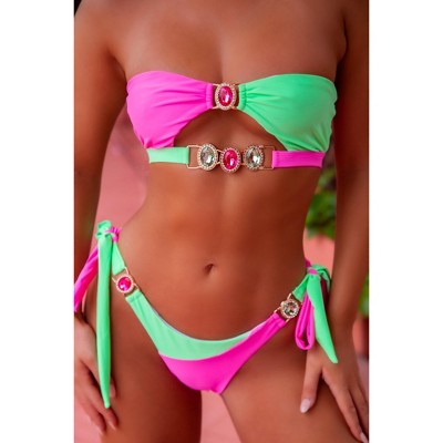 'Watermelon Fizz' Asymmetrical Tie Side Bottoms Watermelon Fizz Medium