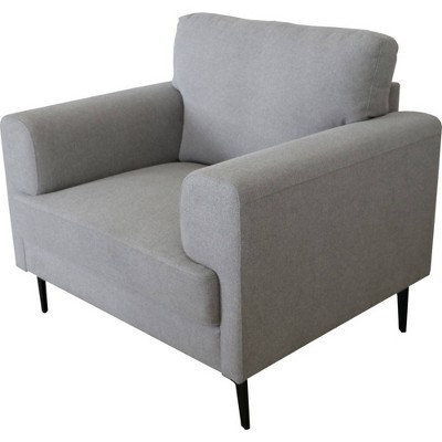 Chair with Fabric Upholstery and Sleek Metal Legs Gray - Benzara