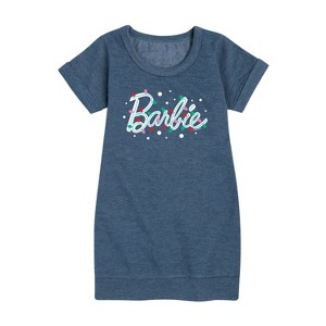 - Barbie - Holidays & Christmas Graphic Short Sleeve Fleece Dress - 1 of 4