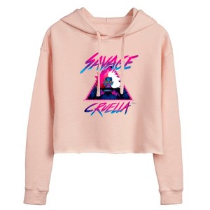 Women's - Disney Villains - Cruella Savage Cropped Graphic Hoodie - 1 of 3