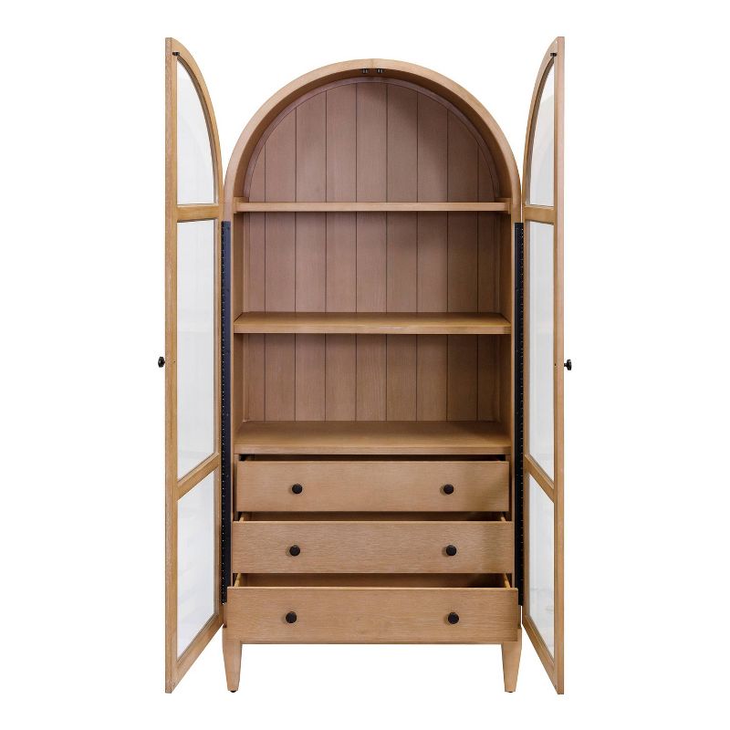 78&#34; Modern Wood Arched Bookcase Laurel Collection Light Brown - Martin Furniture, 5 of 15