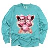 Valentine Raccoon With Bubblegum - Women's Garment Dyed Long Sleeve Graphic T-Shirt - 2 of 4