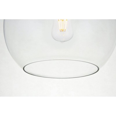 Black and Clear Glass Globe Flush Mount Light