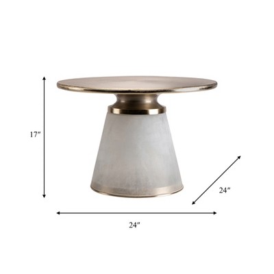 Round Frosted Glass and Metal Coffee Table, 24"