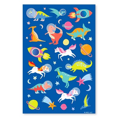 74ct Back to School Stickers for Kids' Dinosaurs and Space