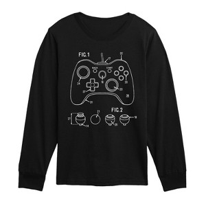 Boys' - Instant Message - Game Controller Rendering Long Sleeve Graphic T-Shirt - 1 of 4