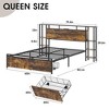 Platform Bed Frame with Headboard, 3-Tier Storage Shelves & 2 Drawers, Brown - 2 of 4