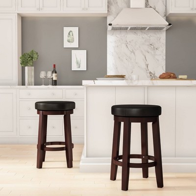 Maya 24" Black Faux Leather Swivel Counter Stool