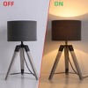 18" Industrial Tripod Table Lamp with Natural Wood Base, Metal Accents & Linen Shade for Bedroom, Living Room or Office,Gray - 4 of 4