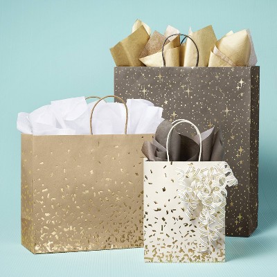 Gold foil Dots and Stars Black Jumbo Gift Bag - Spritz&#8482;