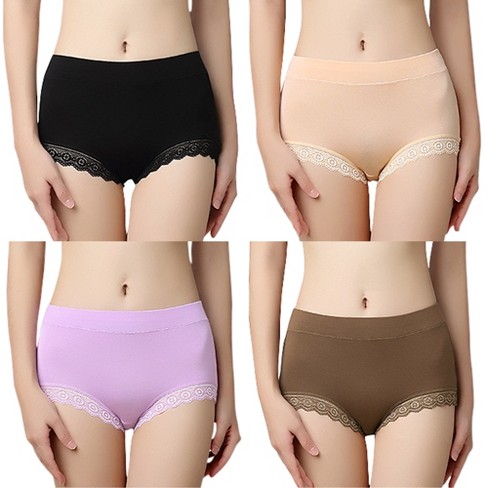  Women's Seamless Underwear Mid Waist High Elastic Panties  Ladies No Show Briefs Plus Size Sexy Hipster Breathable Knickers,A :  Clothing, Shoes & Jewelry
