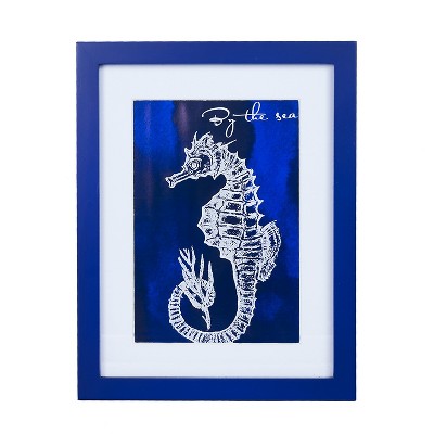 Beachcombers Blue Seahorse Framed Coastal Plaque Sign Wall Hanging Decor Decoration For The Beach 12.5 x 0.5 x 9.75 Inches.