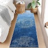 Washable Area Rug - Stain Resistant Semicircular Floral Print Carpet with Non-Slip Backing for Living Room Bedroom Dining Room Office - 2 of 4