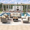 8 Piece Outdoor Wicker Patio Furniture Conversation Set,Outdoor Sofa Couch and 2 Swivel Chair Set,Rattan Garden Sofa Set with Blue Cushions-Coolbibila - 2 of 4