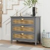DOMETOUR 3 Drawer Cabinet,Natural rattan,American Furniture,Suitable for bedroom, living room, study - 3 of 4