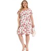 Agnes Orinda Women's Plus Size Short Sleeve Round Neck Tie Waist Floral A Line Dresses - 3 of 4