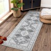 Washable Vintage Chenille Floral Print Farmhouse Area Rugs for Home Office - 2 of 4