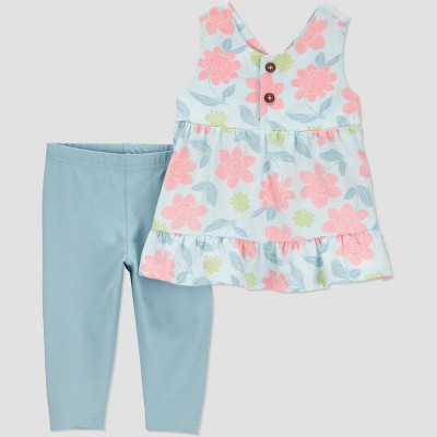 Carter's Just One You®️ Baby Girls' Floral Tank Top & Pants Set - Green