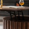 Sapphtopaz Round Lift-Top Coffee Table with Handcrafted Relief Wooden Tea Table with Hidden Storage Versatile Center Table for Living Room - 3 of 4