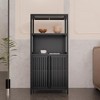 LIVAREEmlen Bamboo Baker's Racks, Freestanding Cabinet with 2 Doors, Floor Cabinet Organizer for Living Room, Kitchen, Entryway - 2 of 4