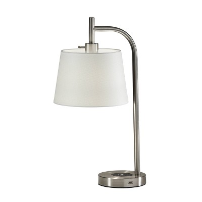 25" Wireless Charging Table Lamp Medium Silver  - Adesso