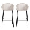 Set of 4 Outdoor Metal Armrests Barstools,Bar Chairs with Footrest and Iron Frame,PE Rattan Barstools for Patio or Garden-Cuddlewood - 2 of 4