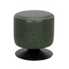 Chintaly,Round Vintage Upholstered Ottoman - 4 of 4