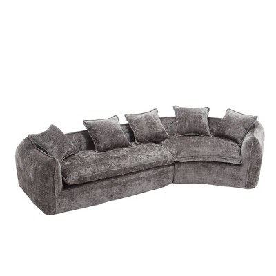 NicBex Modular Sectional Sofa,U-Shaped Chenille Couch with 5 Pillows for Living Room,Apartment,Office,No Assembly Require,Gray