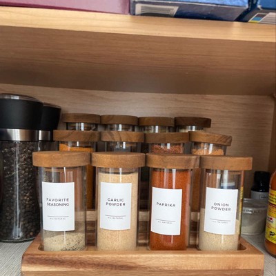 4pcs/set Glass Seasoning Storage Jars with wood base Kitchen Salt