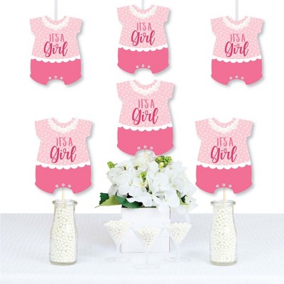 Big Dot of Happiness It's a Girl - Baby Bodysuit Decorations DIY Pink Baby Shower Essentials - Set of 20