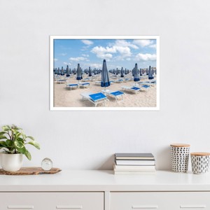 Amanti Art Italian Beach Umbrellas by Richard Silver Wood Framed Wall Art Print - 1 of 4