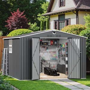 Ridstar 142.5 in. W Outdoor Multi-Purpose Metal Storage Shed-Black - 1 of 4