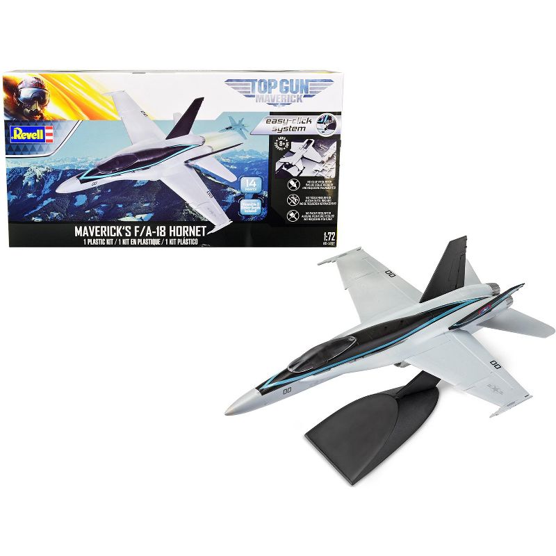 Level 2 Easy-Click Model Kit Maverick's F/A-18 Hornet Jet "Top Gun: Maverick" (2022) Movie 1/72 Scale Model by Revell, 1 of 5