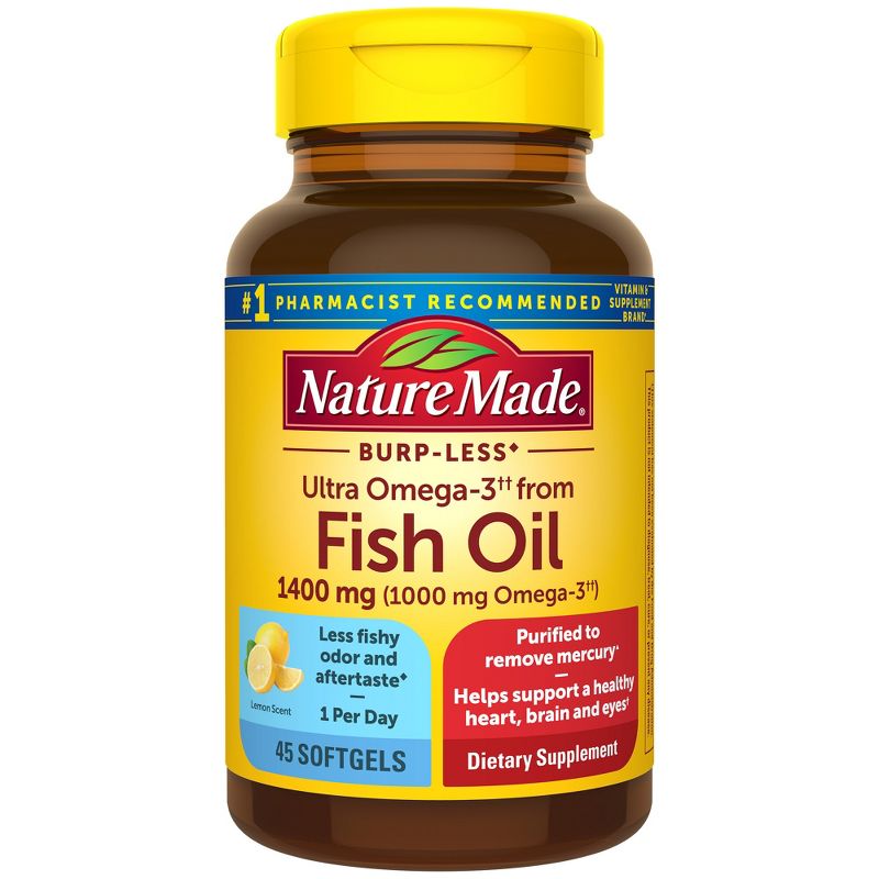 Nature Made Burp-less Ultra Omega 3 from Fish Oil 1400 mg Softgels, 1 of 9