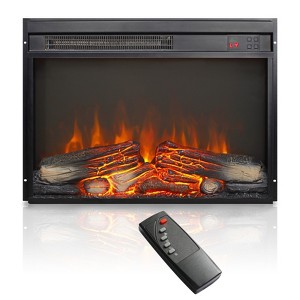 SEVOBAL Indoor Fireplaces 23 inch electric fireplace insert, ultra thin heater with log set overheating protection, Black, 23.9"*4.9"*17.4" - 1 of 4