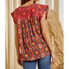Women's Aztec Embroidered Flutter Sleeve Top - Savanna Jane - 2 of 4