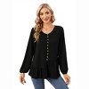 Clearlove Women's Casual V Neck Button Shirt Long Sleeve Blouse Asymmetrical Loose Flowy Ruffled Blouses - 2 of 4