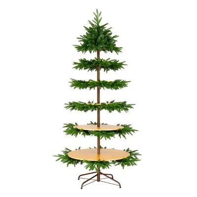 7.5' Unlit Slim Feel Real Platform Artificial Christmas Tree with 5 Shelves - National Tree Company