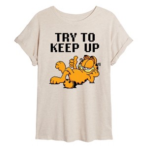 Women's - Garfield - Try To Keep Up Oversized Graphic T-Shirt - 1 of 4