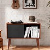 Record Player Stand & End Table with Charging Station – Vinyl Storage Table Holds Up to 220 Albums,Mid-Century Turntable & Stereo Stand, Brown - 4 of 4