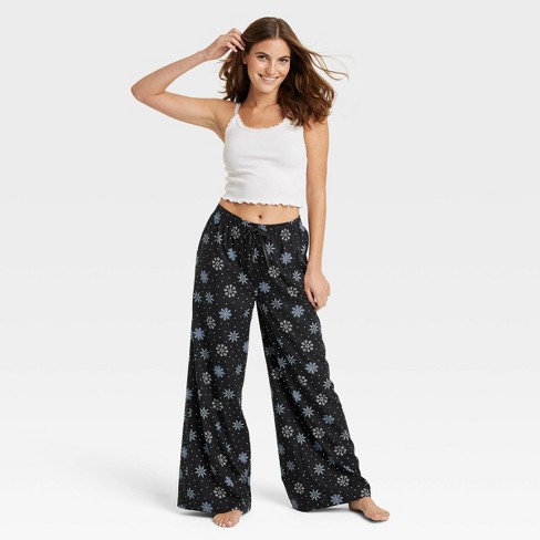 Women's Woven Wide Leg Pajama Pants - Colsie™ Black Xl : Target