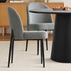 5-Piece Modern Black Dining Table Set, 46" Round Pedestal Table and 4 Upholstered Linen Chairs for Kitchen or Small Spaces-Maison Boucle - 2 of 4