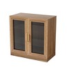 HomeRoots 31" Natural And Clear Glass Door Accent Cabinet With Three Shelves - 4 of 4