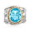 Ross-Simons 5.00 Carat Blue Topaz Openwork Ring in Sterling Silver and 14kt Yellow Gold - 4 of 4