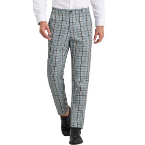 INSPIRE CHIC Men's Plaid Casual Regular Fit Flat Front Stretch Dress Pants - 1 of 4