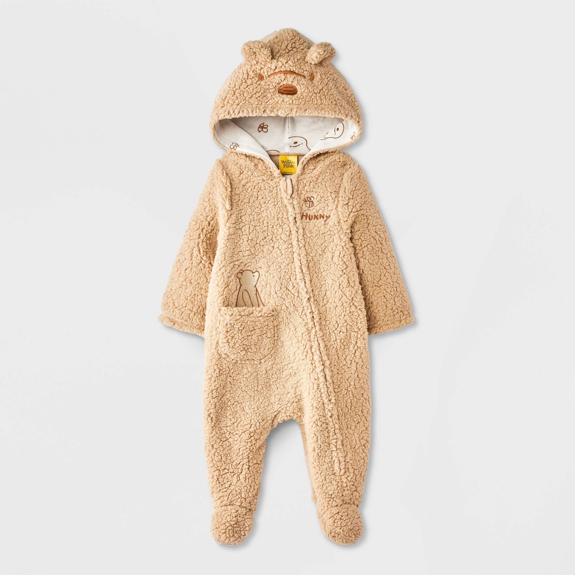 Baby Disney Winnie The Pooh Cozy Plush Hooded Pram - Ivory